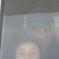 through the window